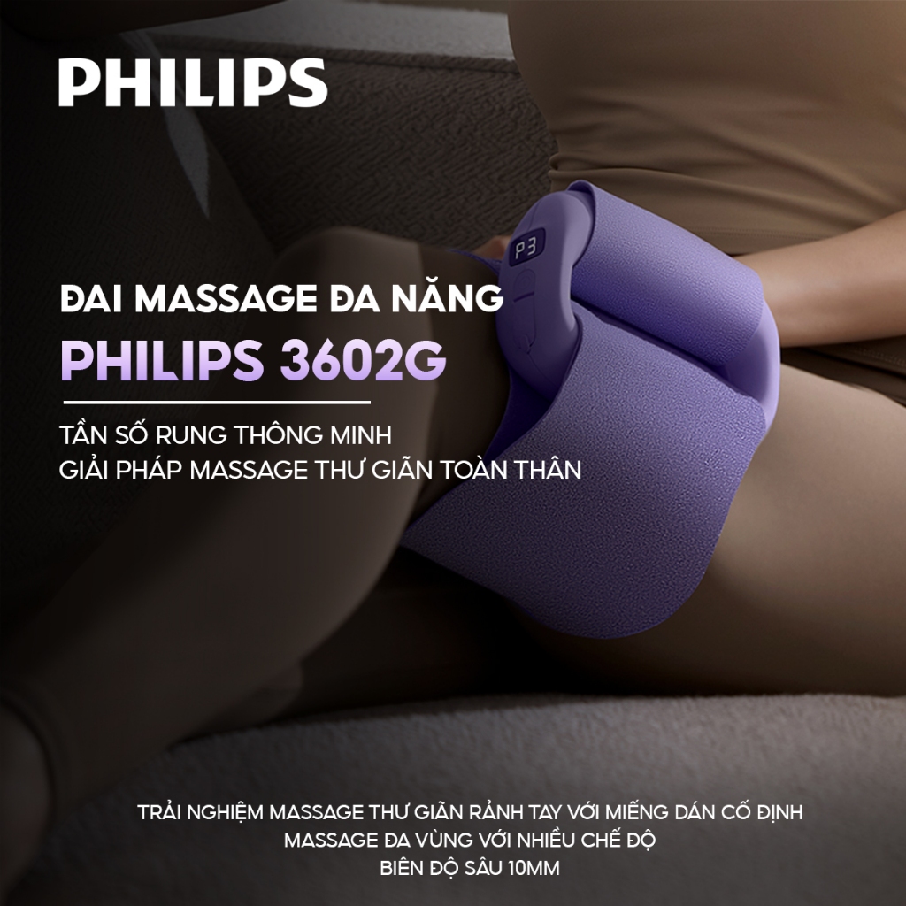 Đai Massage Đa Năng PHILIPS 3602G - Tần số rung thông minh, Giải pháp massage toàn thân