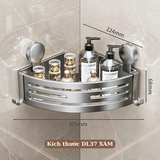 Kệ góc đựng đồ nhà tắm, nhà bếp đa năng chất liệu hợp kim nhôm cao cấp lắp đặt hút chân không DL