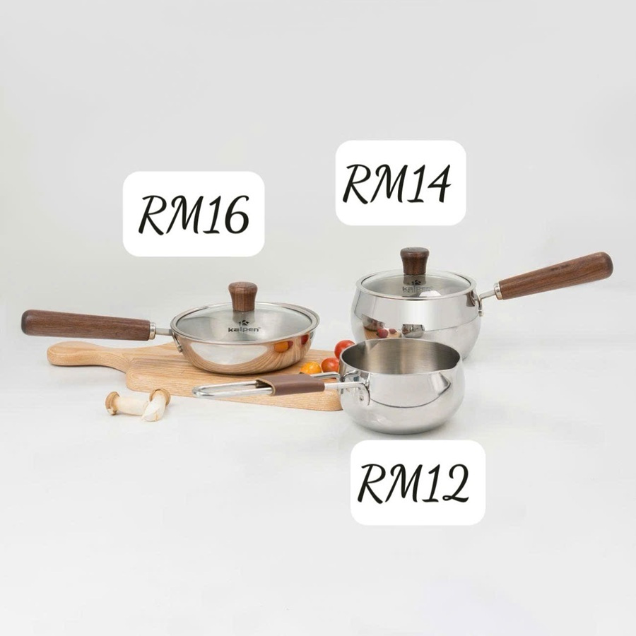 Quánh bầu/ Chảo inox 304 đáy từ 3 lớp liền khối Kalpen Rinmer RM12 12cm/ RM14 14cm/ RM16 16cm