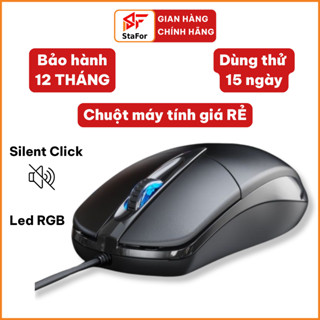 Chuột máy tính có dây văn phòng gaming giá rẻ Silent Click tắt âm chống ồn DPI 1000 chơi game cho laptop, PC. S138
