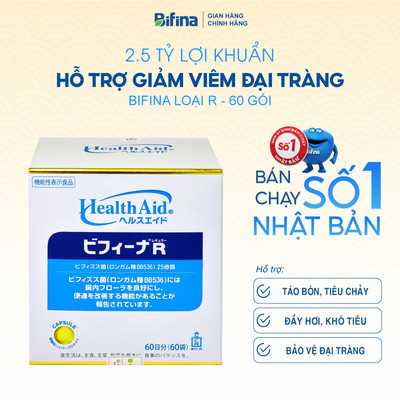 Men Tiêu Hóa Bifina Nhật Bản Loại R - Hỗ trợ viêm đại tràng, tiêu hoá - Hộp 20 Gói và 60 Gói