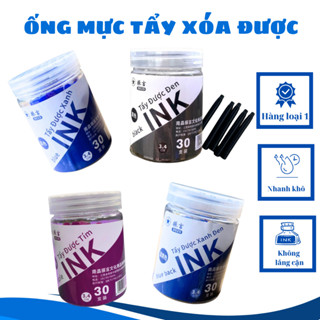 COMBO hộp 30 ống (3,4mm) Mực bút máy xóa được tẩy được, mực viết máy bút máy nhanh khô không - loki store