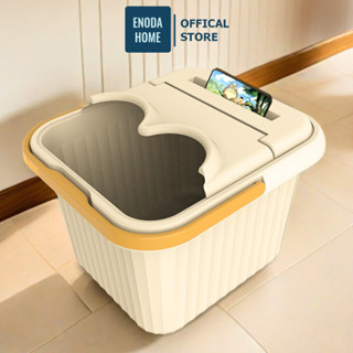 Chậu Ngâm Chân Massage Đa Năng ENODA HOME, Bồn Ngâm Chân Thiết Kế Có Nắp Có Khe Đựng Điện Thoại C010