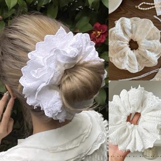 Dây buộc tóc scrunchies bản to lớn màu pastel trắng đen trơn cao cấp iLita set cột tóc dễ thương sang trọng