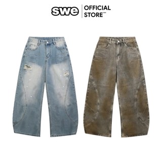  Quần Jeans Wash Bùn Local Brand SWE ARC WIDE JEANS - Xám Bùn Xanh 
