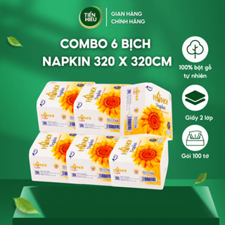  Combo 6 Bịch Giấy Khăn Ăn Hà Nội Silk Khổ 320 x 320mm 2 Lớp Mềm Mịn Cao Cấp Đa Năng Tiết Kiệm 100 Tờ 