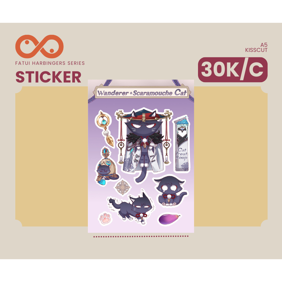 Genshin Impact - Sticker Wanderer & Scaramouche Cat