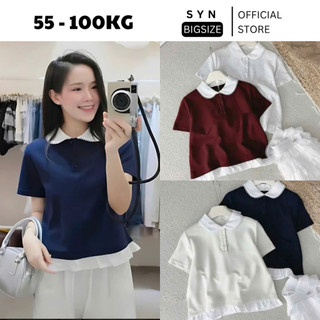  ÁO POLO CỔ SEN nữ bigsize chất cotton mềm thoáng phối ren tiểu thư nhẹ nhàng SYN BIGSIZE 