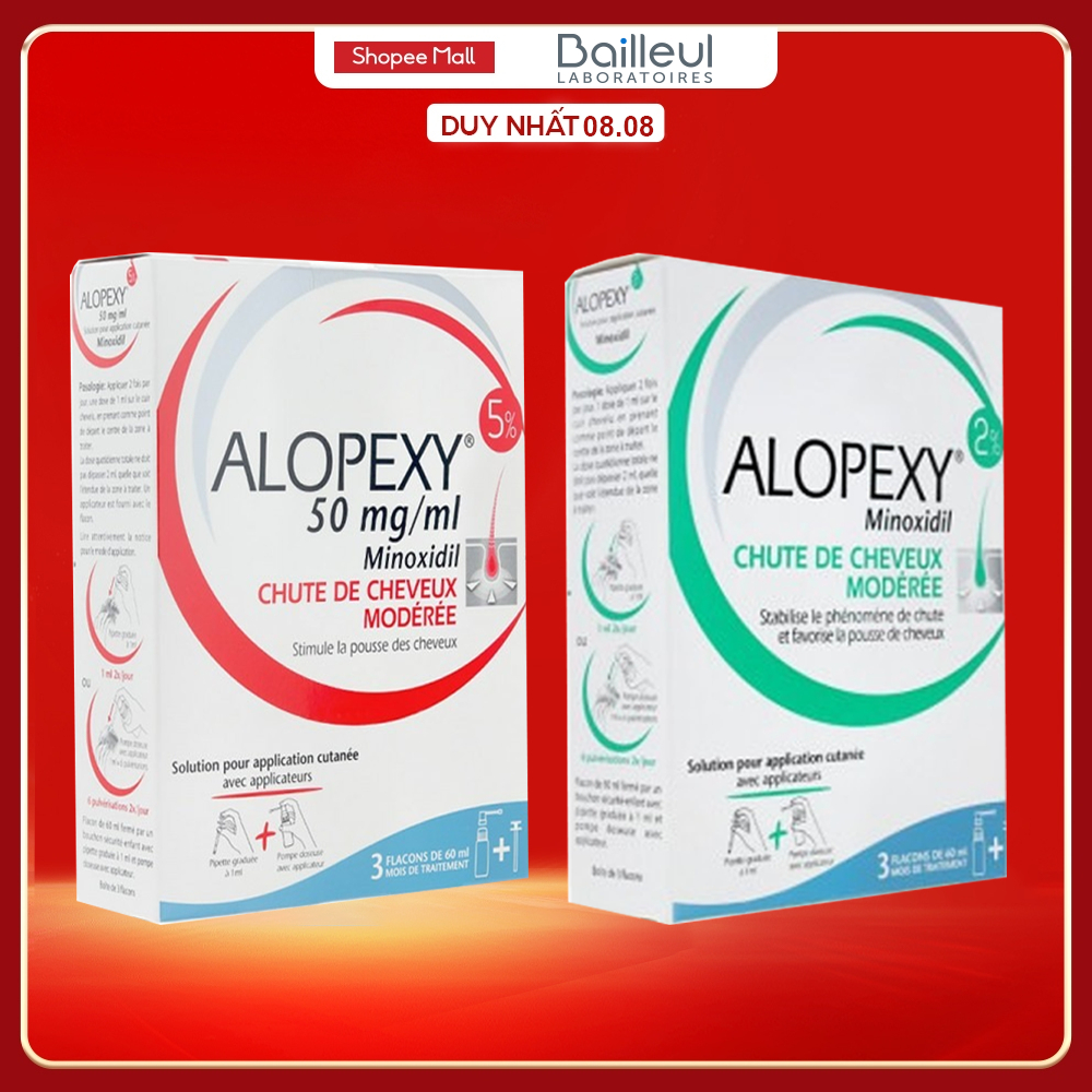 Serum Hỗ Trợ Mọc Tóc Alopexy Minoxidil 2% 5% chính hãng Pháp - Alopexyl 2% 5% Ngăn Rụng , Hói Và Mọc Tóc, Mày