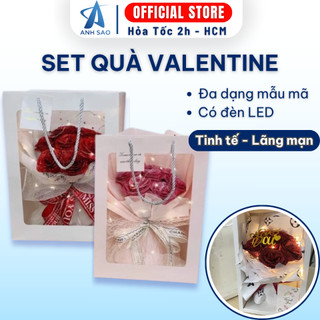   14 2 Valentine Ngày Lễ Tình Nhân  Hộp hoa hồng sáp   Hoa hồng kim tuyến  Hoa baby có đèn LED cao cấp Ánh Sao 