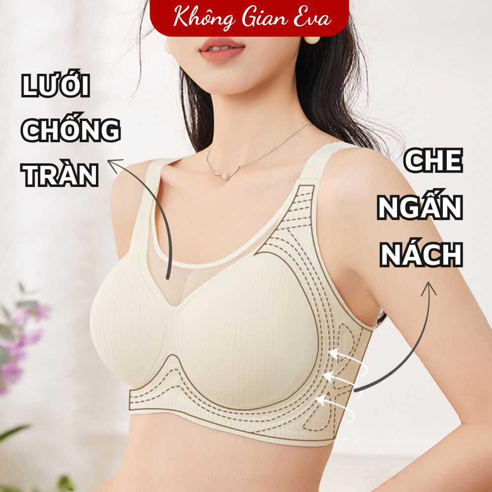 Áo Lót Nữ Bigsize Không Gọng Su TÀNG HÌNH Phối Lưới Chống Tràn Nâng Ngực Êm Ái 1101