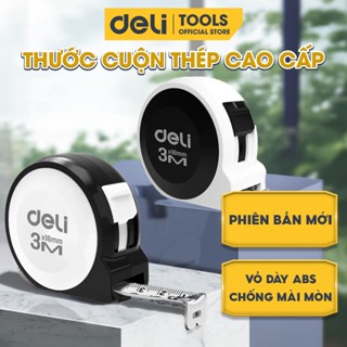 Thước cuộn dây thép Deli mẫu mới thiết kế xịn đa kích thước vạch chia rõ ràng dày dặn