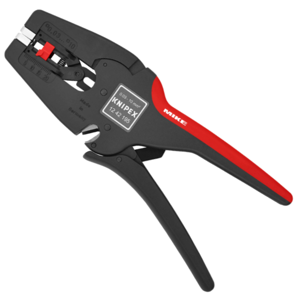 Kìm tuốt dây tự động Knipex 12 42 195. Dải tuốt 0,03 – 10 mm² (AWG 32 – 8). Knipex - Germany.