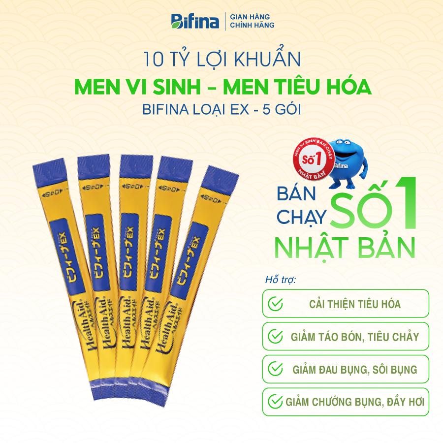 Bifina Nhật Bản - Loại ex - Hỗ trợ tiêu hóa, hấp thu tốt - Lẻ 5 gói (không hộp)