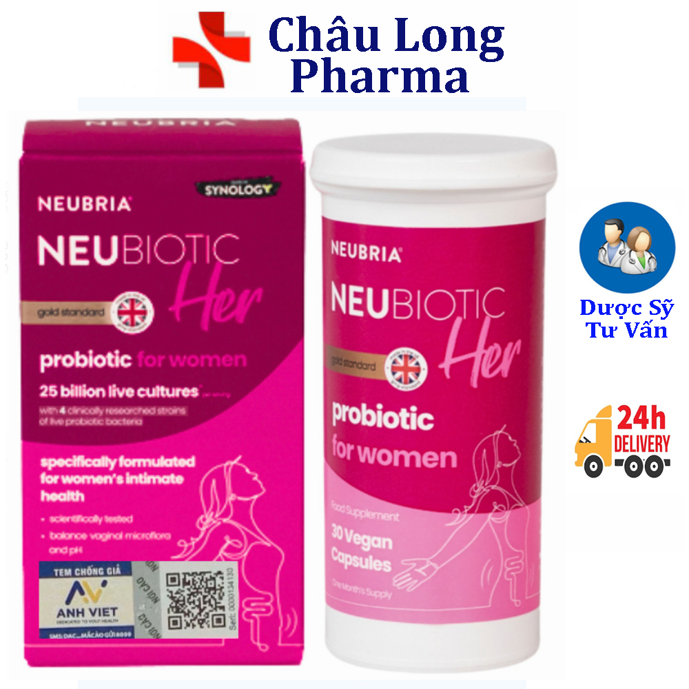 Men Vi Sinh Phụ Khoa Neubria Neubiotic Her - Bổ Sung Lợi Khuẩn, Ngừa Nấm Phụ Khoa - Hộp 30 viên