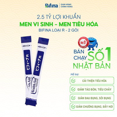 Men vi sinh Bifina Nhật Bản - Hỗ trợ tiêu hoá, viêm đại tràng , Loại R Lẻ 2 gói (không hộp)