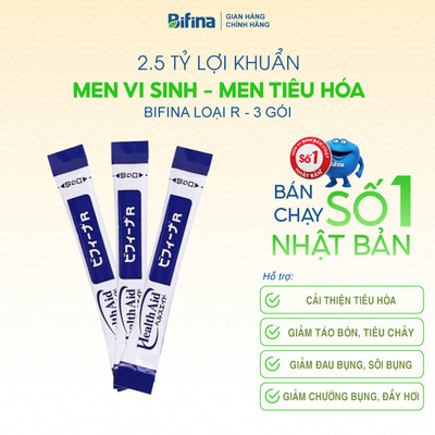 Men vi sinh Bifina R Nhật Bản –  Hỗ trợ tiêu hóa, giảm táo bón, chướng bụng, đầy hơi - Lẻ 3 gói (không hộp)