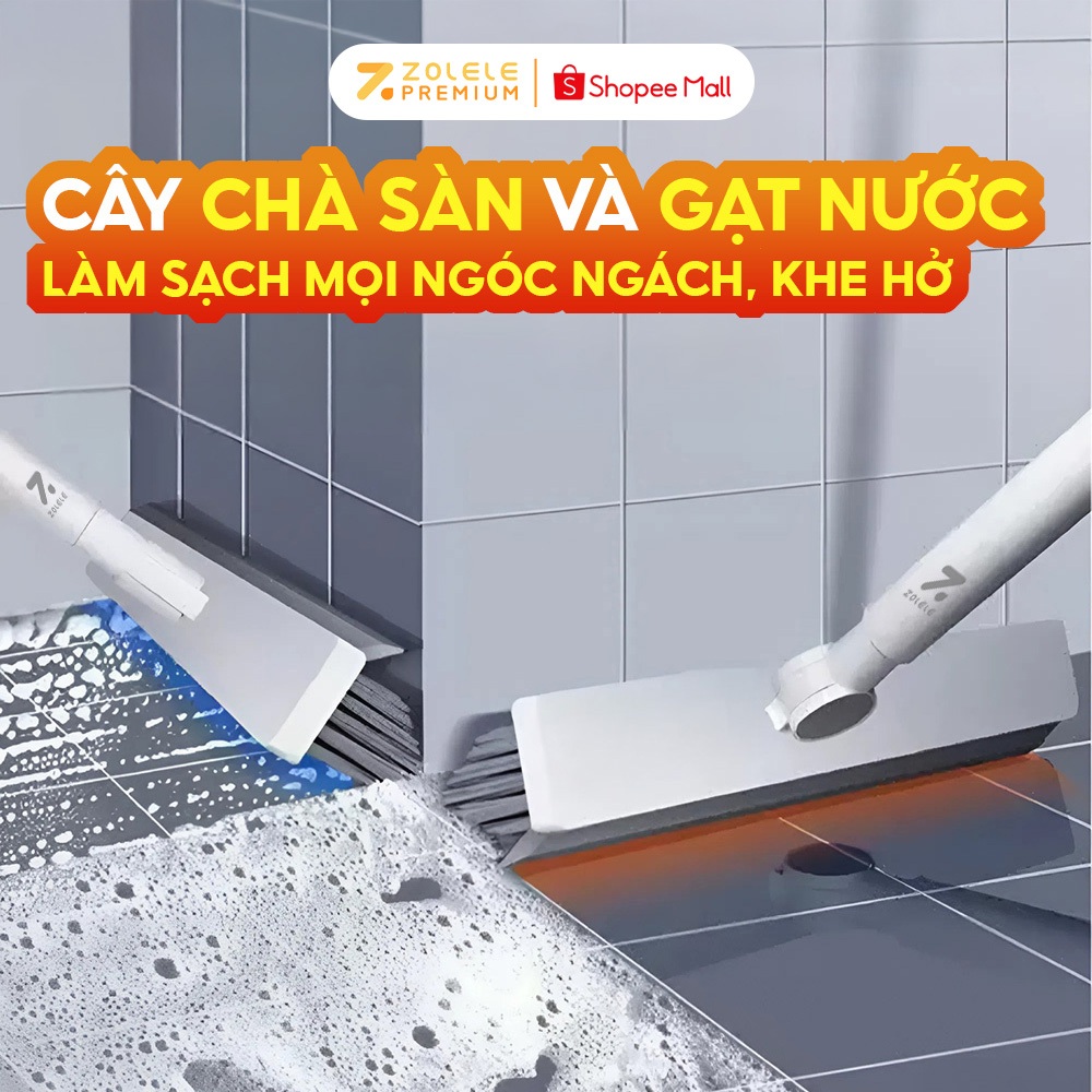 Cây chà sàn nhà tắm, chổi cọ sàn và gạt nước 2 trong 1 Zolele C1