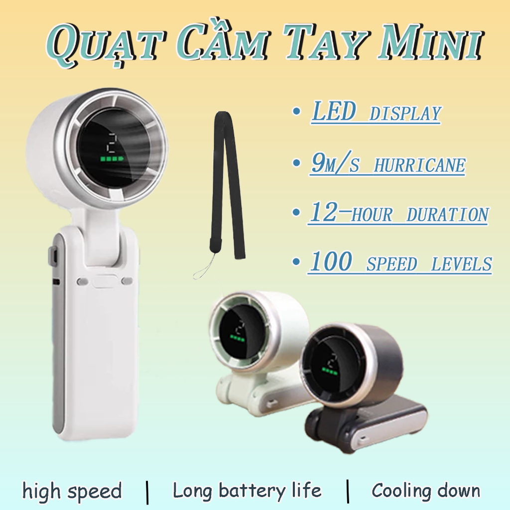 Quạt điện cầm tay  nhỏ gọn 5 cấp độ gió Quạt mini cầm tay 4000 mAh Quạt mini turbo siêu mát | BigBuy360 - bigbuy360.vn