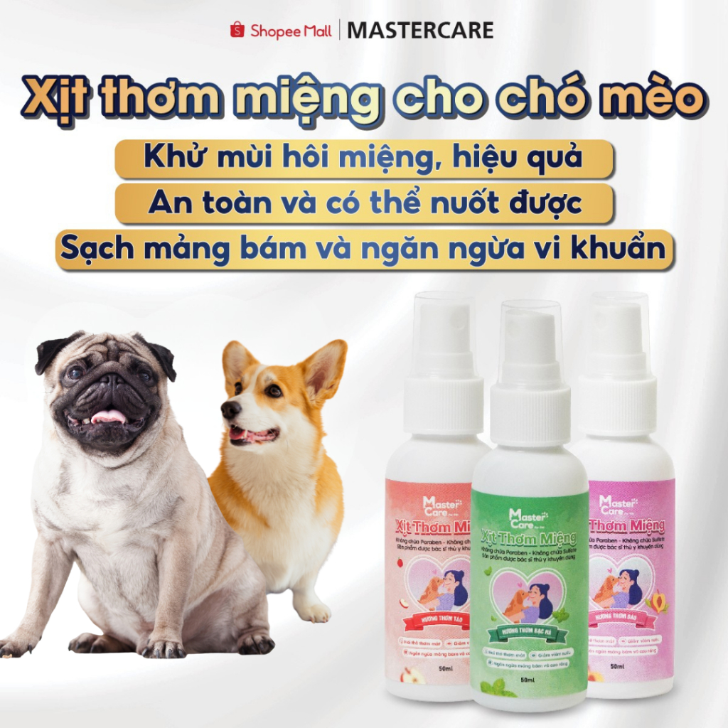 Xịt Thơm Miệng Khử Mùi Hôi Giúp Răng Miệng Chó Mèo Luôn Thơm Mát Thoải Mái MASTERCARE For Pet 50 ML