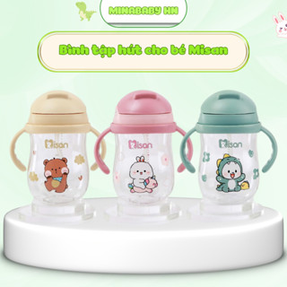 Bình tập hút cho bé Misan chống sặc, Bình tập uống nước cho bé Tritan Misan dung tích 300ml chống sặc an toàn
