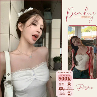 Áo kiểu ôm body, áo ống phối ren dáng croptop cúp ngực tôn dáng xinh phong cách trẻ trung AT013_peachyhouse