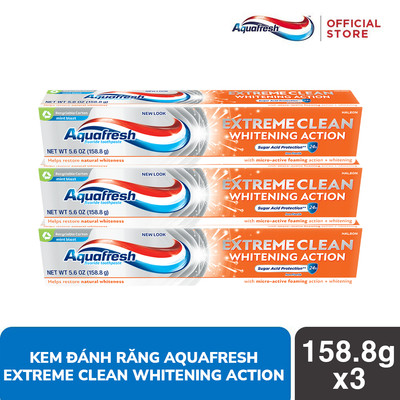 Bộ 3 Kem đánh răng Aquafresh EXTREME CLEAN WHITENING 158.7g/tuýp