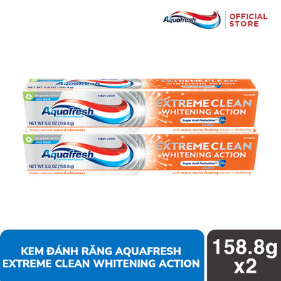 Bộ 2 Kem đánh răng Aquafresh EXTREME CLEAN WHITENING 158.8g/tuýp