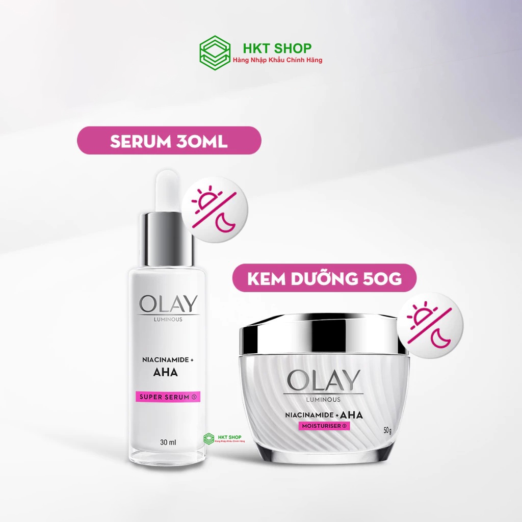 Kem Dưỡng 50ml / Super Serum 30ml OLAY LUMINOUS NIACINAMIDE AHA [CÓ LẺ HOẶC COMBO] Sáng Da -HKT Shop