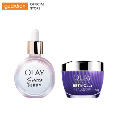 Combo Tinh Chất Serum Olay Super Serum 30Ml & Kem Dưỡng Regenerist Retinol 24 Night Moisturiser Olay 50Gr