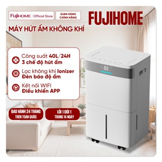 Máy hút ẩm dân dụng 40 Lít/Ngày lọc không khí Ionizer FUJIHOME, Kết nối WIFI điều khiển qua APP 3 chế độ sấy quần áo