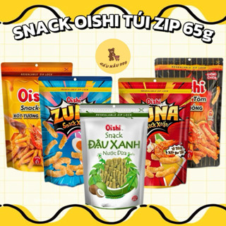  COMBO Snack BIM BIM Oishi TÚI ZIP các vị 65g  Tôm Cay Nồng Tôm Mật Ong Đậu xanh Xoắn Bơ tỏi Xoắn Trứng Muối  