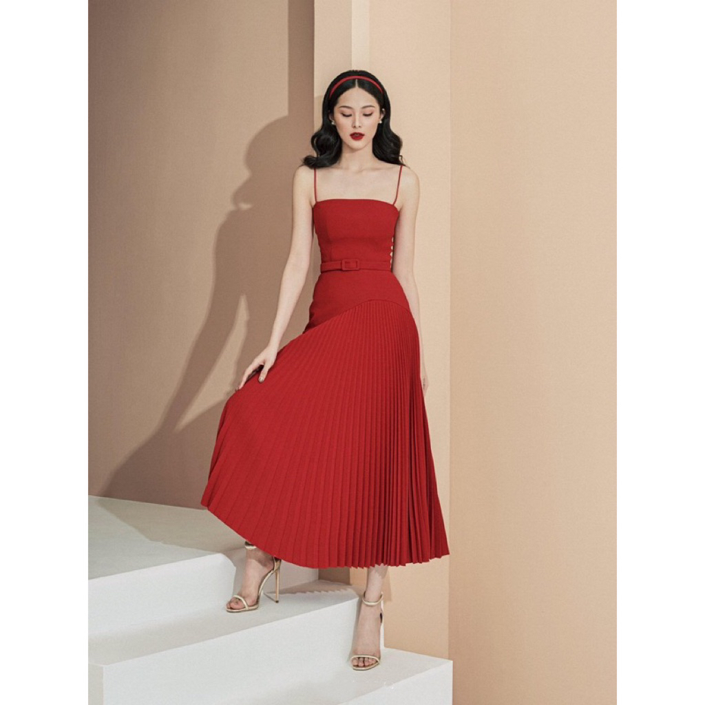 Váy SML Lane Jt Celia Pleated Midi Dress Chính hãng 100%2150K