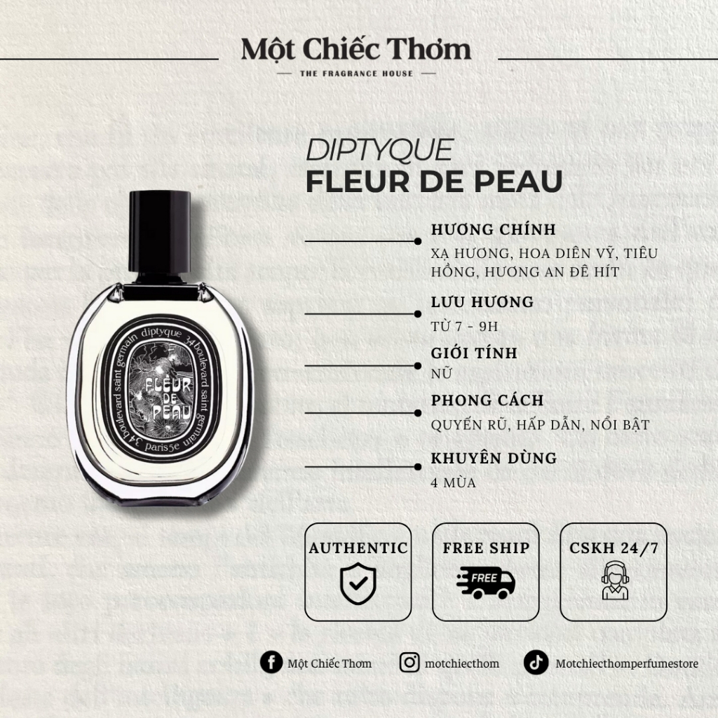 Diptyque Fleur de Peau | Nước hoa chiết 10ml/20ml/30ml | Một Chiếc Thơm
