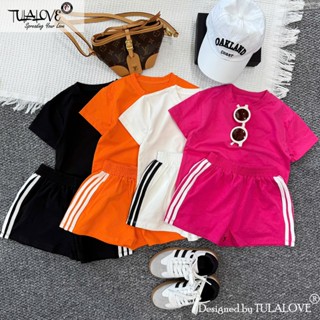 BỘ ÁO PHÔNG BASIC + QUẦN ĐÙI LÉ GÂN CHO BÉ GÁI, Bộ Quần Áo Mùa Hè Cho Bé Gái Tulalove
