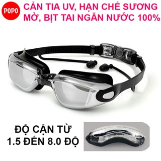 Kính bơi cận thị từ 1.5 đến 8.0 độ mắt tráng gương POPO 1940 cho người lớn và trẻ em từ 8 tuổi