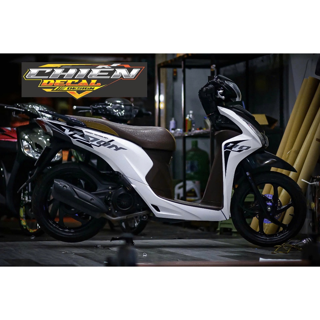 TEM RỜI VISION NỀN TRẮNG MẪU CHỮ VISION XÁM ĐEN ĐƠN GIẢN