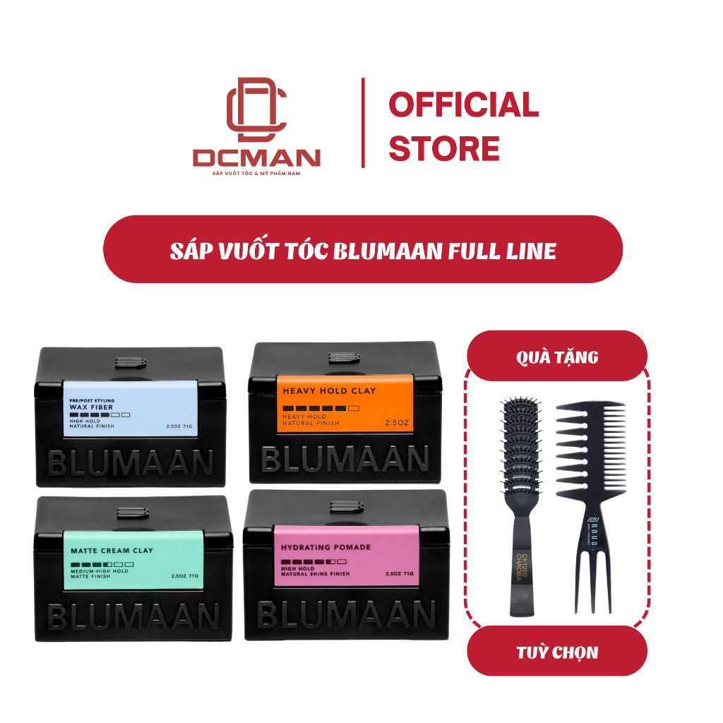 [Bản Mới] Sáp Vuốt Tóc Nam Blumaan Heavy Hold Clay, Blumaan Wax Fiber, Blumaan Matt Cream Clay, Blum