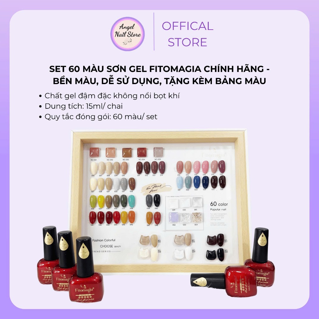 Set Sơn Gel 60 Màu FITOMAGIA Cao Cấp Chính Hãng, Tặng Bảng Màu - Angel Nail Store