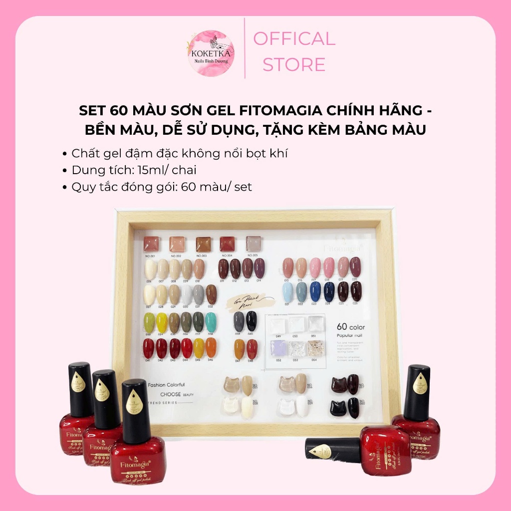 [Voucher 50K] Set 60 Màu Sơn Gel Fitomagia  - Chất Gel Mịn, Bền Màu, Tặng Kèm Bảng Màu