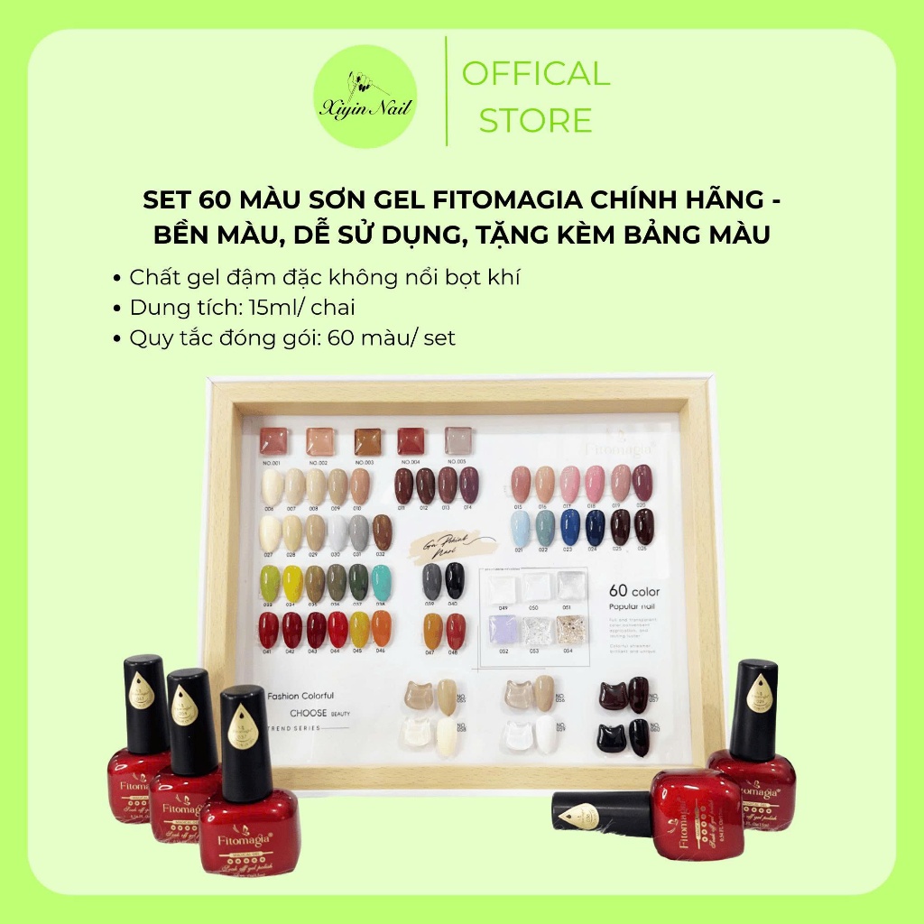Set Sơn Gel Fitomagia 60 Màu Chính Hãng, Đầy Đủ Tông Màu, Chất Sơn Mịn (Tặng Kèm Bảng Màu)