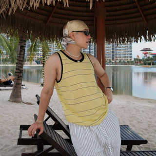 SIAM - ÁO BA LỖ SỌC VÀNG FORM RỘNG - SM024