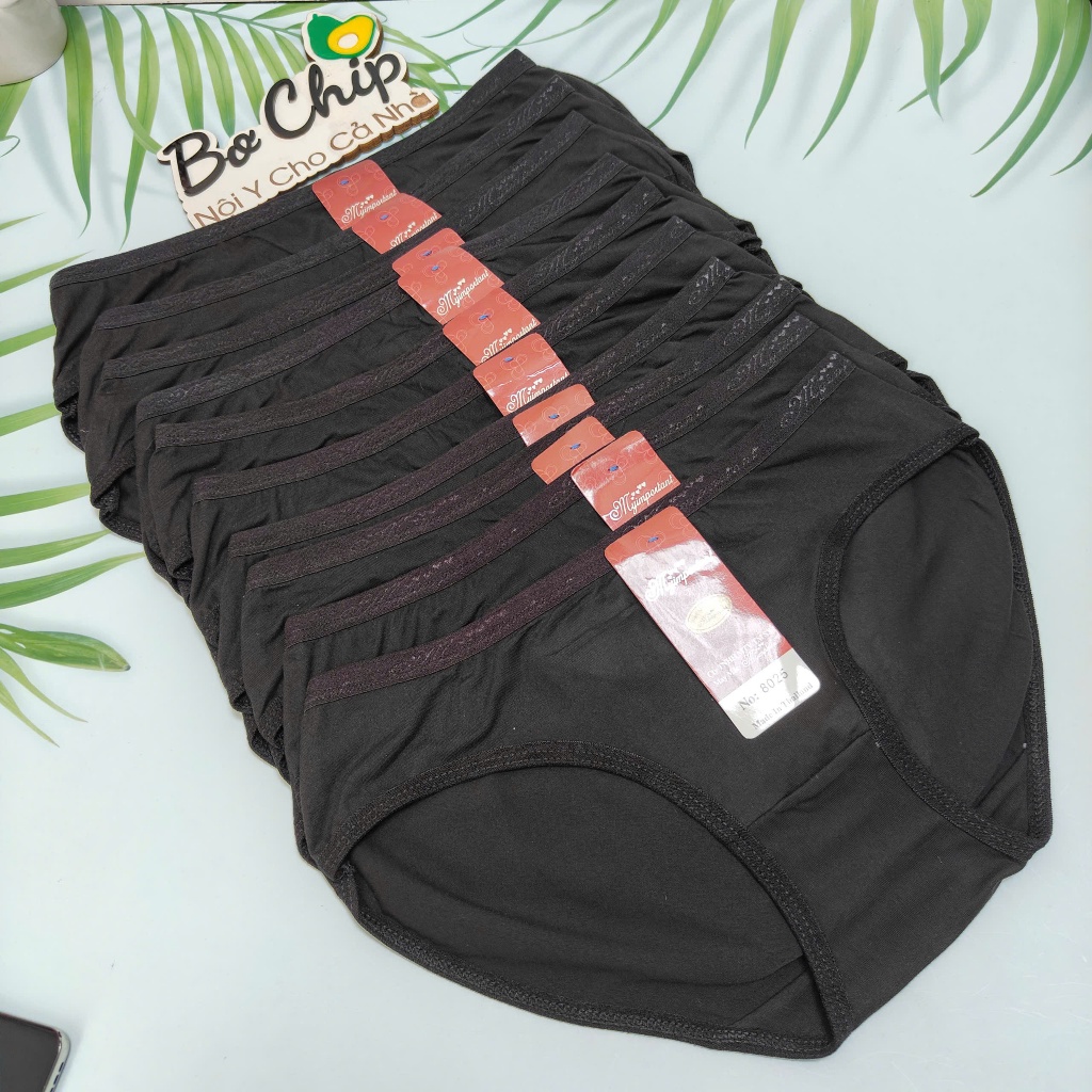 [Combo 5-10] Quần Lót Nữ Cotton Thái Màu Đen Size 45-50 ký Chất Vải Mềm Mại Co Giãn Tốt - Đồ Lót Bơ 