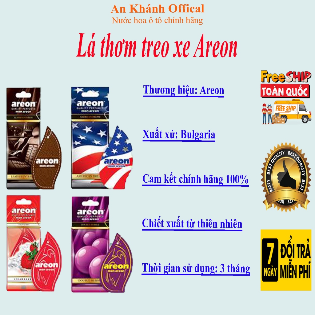 Lá thơm Areon chính hãng khử mùi xe ô tô- Nhập khẩu Bulgaria