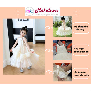 Váy tiểu thư, Váy công chúa dây ngọc trễ vai cao cấp từ 1- 10 tuổi(10-40kg)