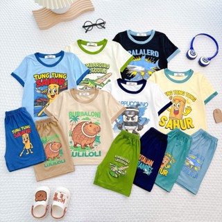 Quần áo trẻ em Hotrend Tung Tung Sahur cho bé trai 9-30kg Bộ cộc tay thun lạnh Mềm Mát Cho Bé