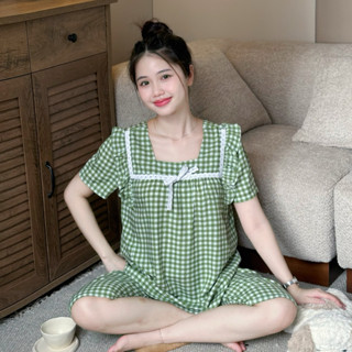 EVERMOM | Bộ quần áo bầu tôn 2 da thái lững viền ren nơ