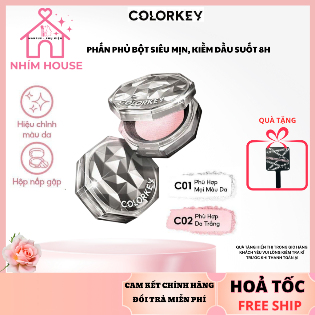 COLORKEY Phấn Phủ Dạng Bột Siêu Mịn Giúp Lớp Trang Điểm Tự Nhiên 8g | NHÍM HOUSE