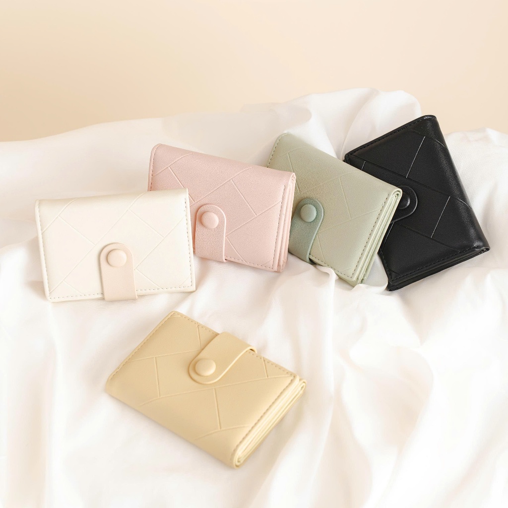 Ví nữ da cao cấp gấp 3 nhỏ gọn, tone màu pastel xinh xắn HADADA Lily Wallet 6189