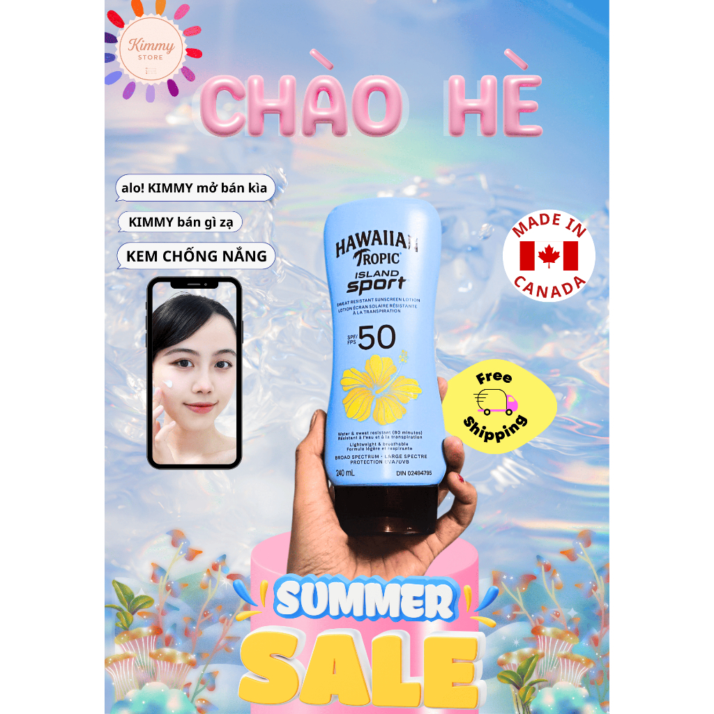 Kem chống nắng Hawaiian Tropic Island Sport SPF 50 Dung tích: 240 mL